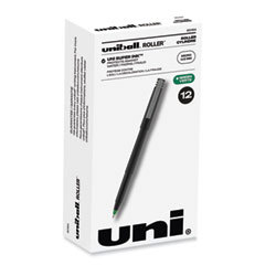 Rollerball Pen, Stick, Extra-Fine 0.5 mm, Green Ink, Black/Green Barrel, Dozen